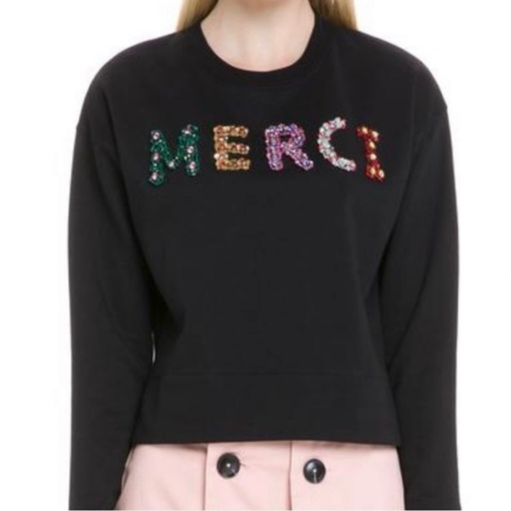 Grey Lab Merci Embellished Sweatshirt Black Size XS Crewneck